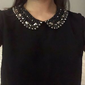 Black Peter Pan Collar Top